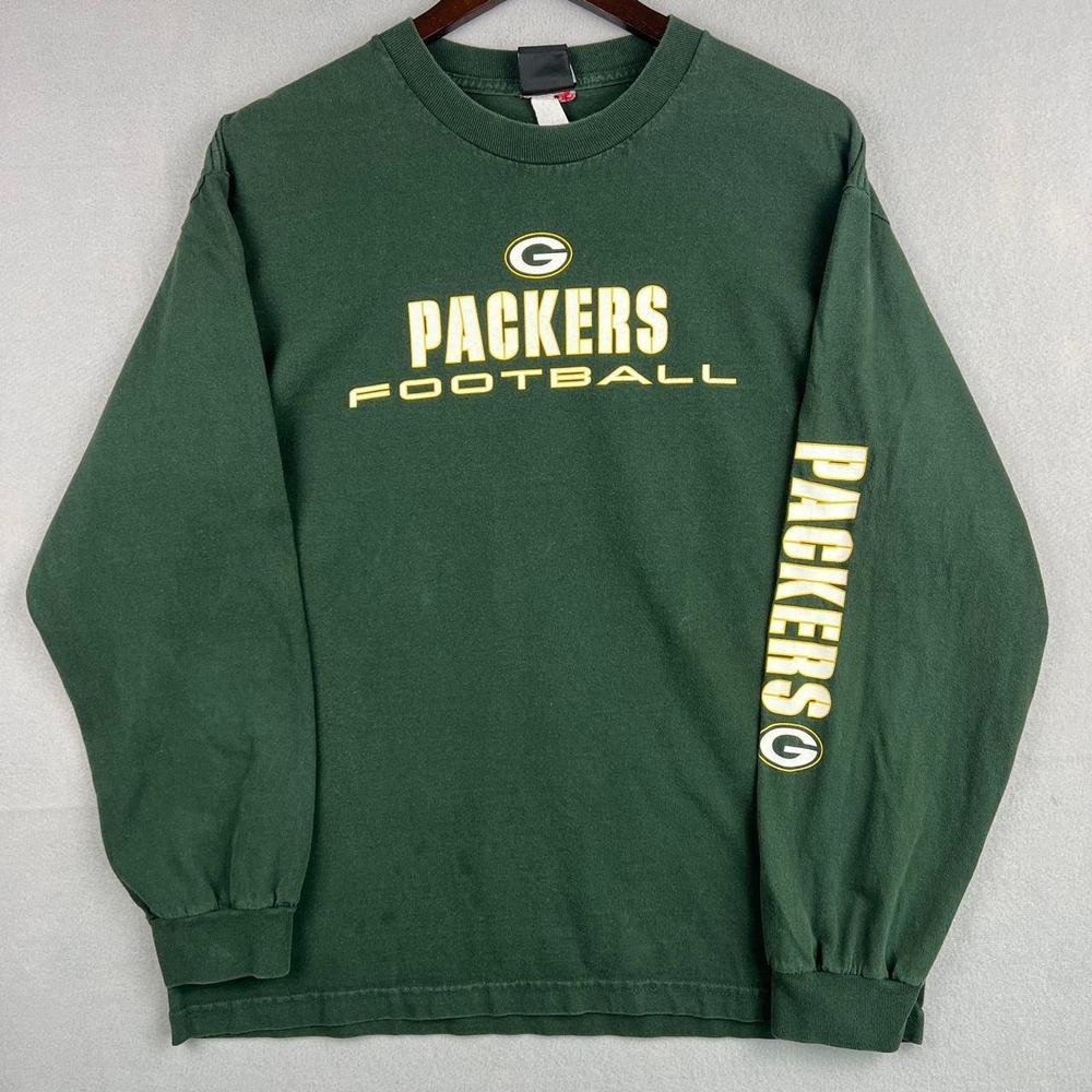 Green Bay Packers NFL Football Green Long Sleeve Hits Tee Shirt L
